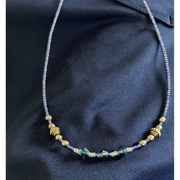 3 Piece Susan Graver Set V-Neck Slinky Tee Size L Flowing Duster & Beads BLUE - Picture 7 of 7